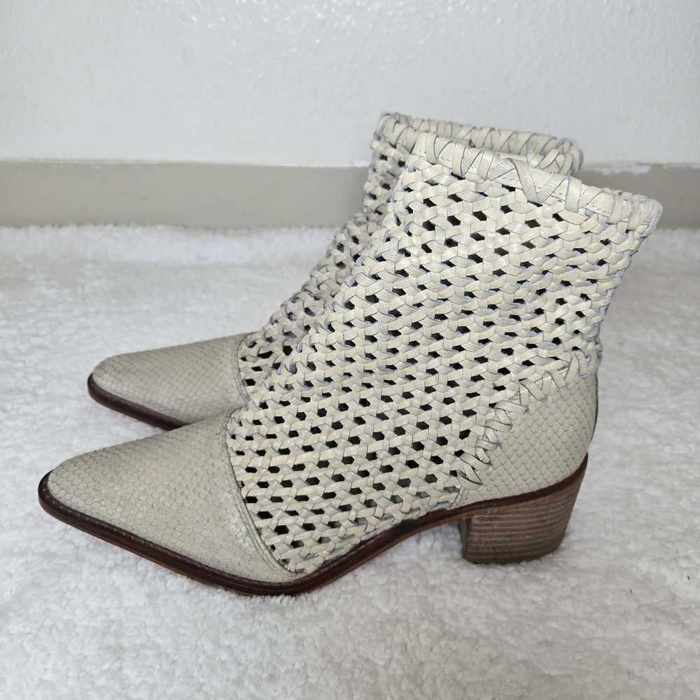 Free People Woven Cream Ankle Booties - Picture 9 of 13
